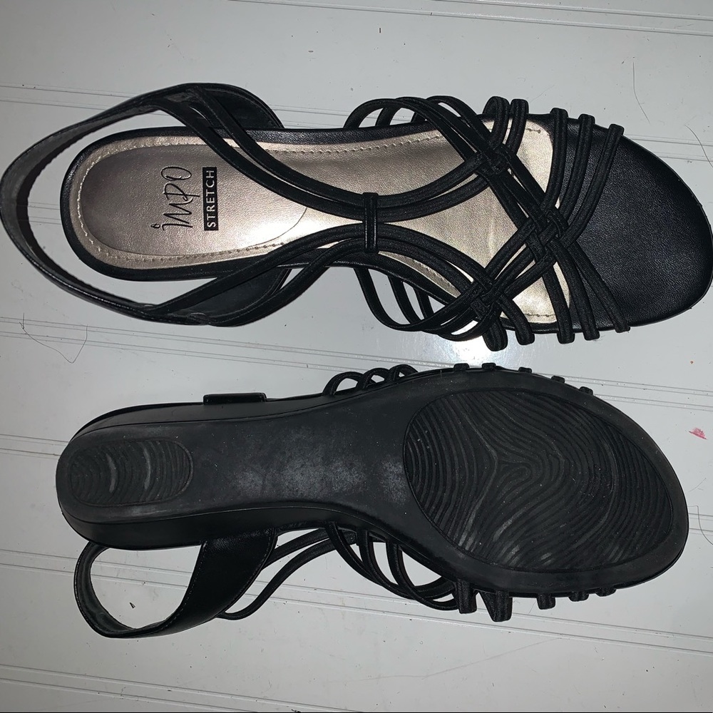 black 1” wedge sandals